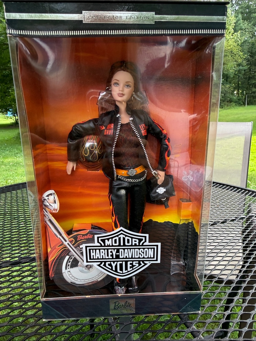 Harley-Davidson Barbie Doll in Black & Orange Biker Outfit